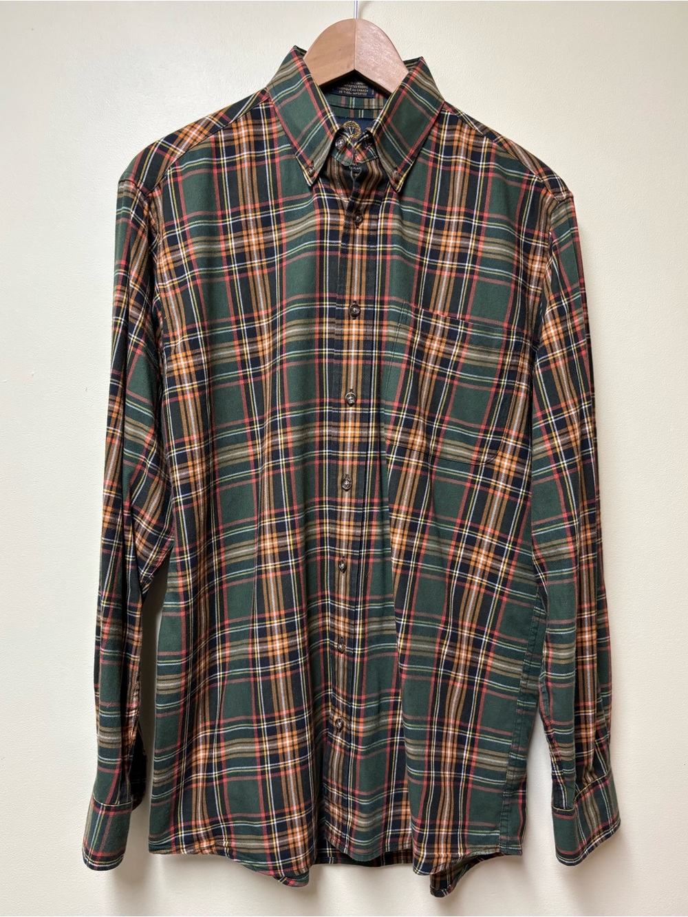 Mens Heritage Viyella Traditional Fit Cotton Wool Plaid Button Down Shirt Medium